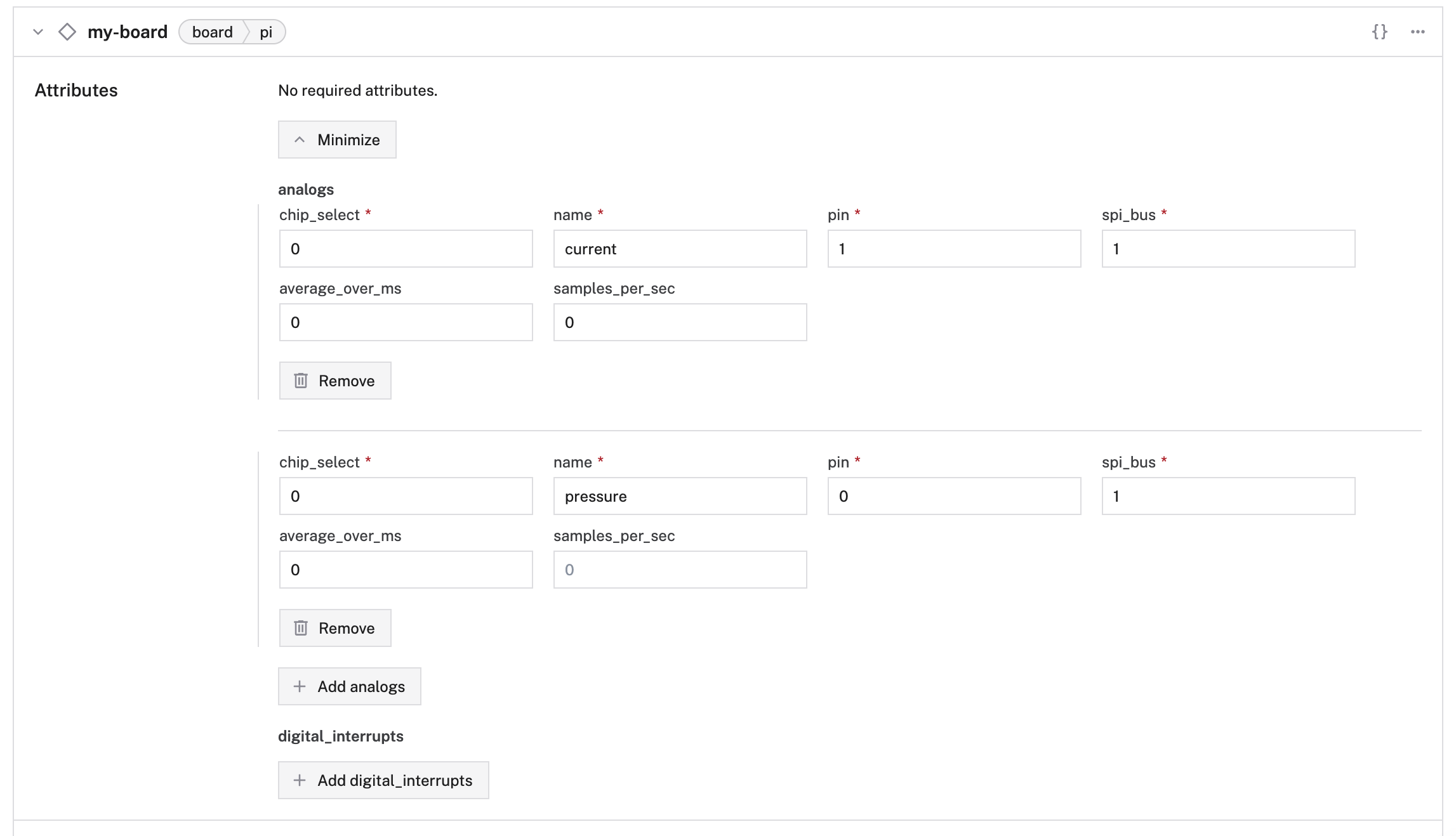An example configuration for analogs.